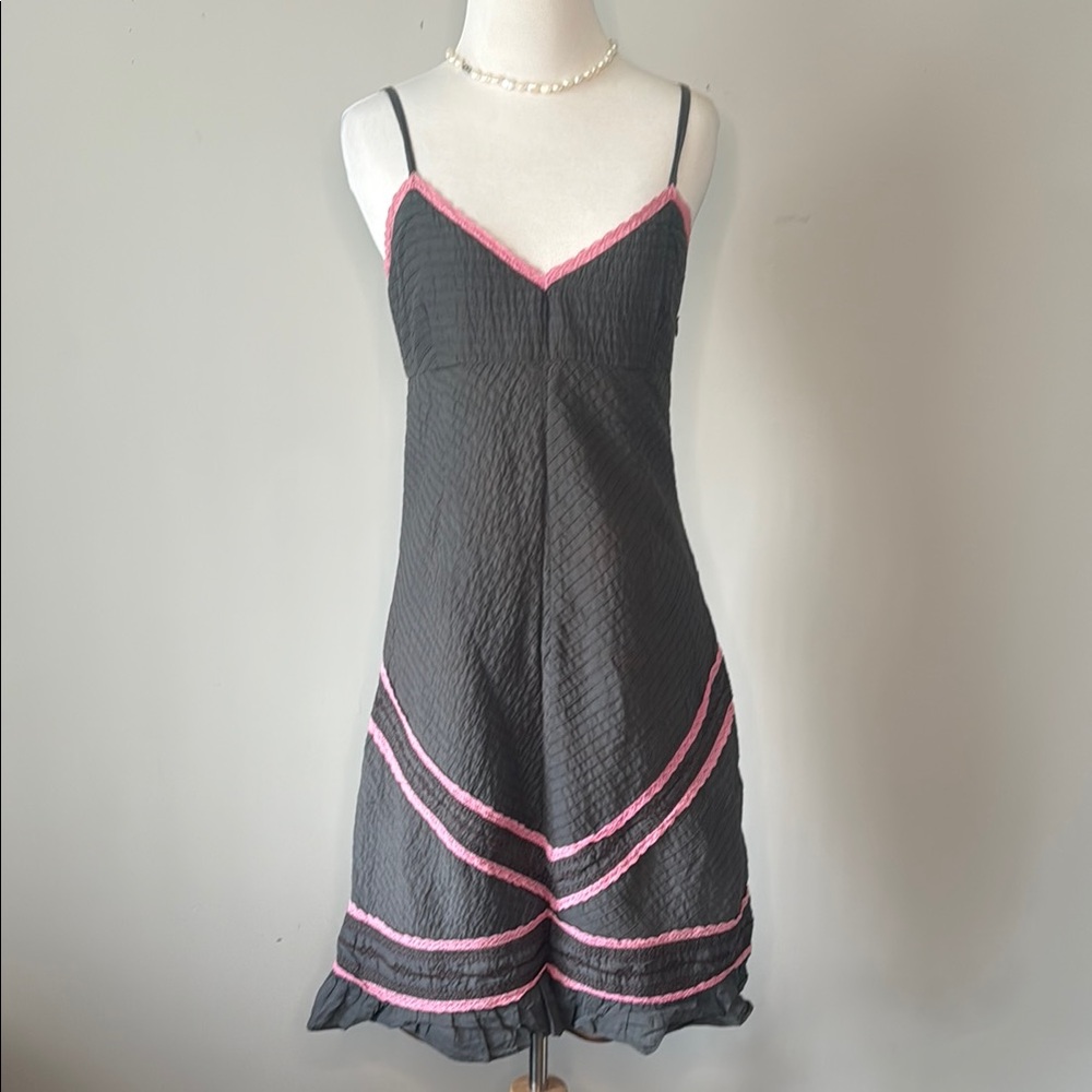 Free People Cotton Sundress Elegant Brown and Pink sz 6